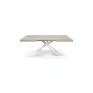 <b>Extendable</b> Pearl Elm Dining <b>Table</b> 160x90 White Tubular Crossed <b>Legs</b> Internal Use Melamine Top Iron Base - Product Image 1