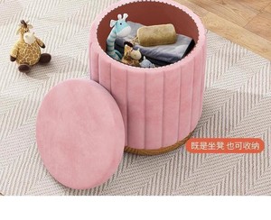 Bangku rias, bangku bulat populer untuk kamar tidur, kursi penyimpanan minimalis modern, kursi rias, bangku meja rias rendah - Product Image 2
