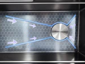 Évier de cuisine artisanal en acier inoxydable 304 noir King Kong avec motif nid d'abeille et robinet intelligent intégré - Product Image 4