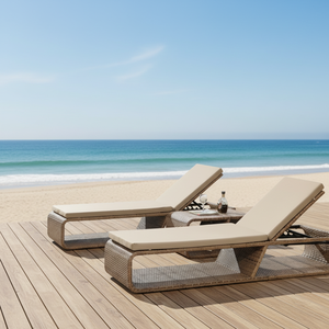 Chaises de plage, chaises longues de jardin, transats de luxe en teck pour piscine, ensemble de meubles de jardin d'extérieur - Product Image 4