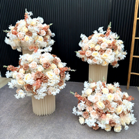 Nouvelle Boule de Fleurs Artificielles Personnalisée en Soie, Rose Blanche et Gypsophile, pour Décoration de Table de Mariage, Demande en Mariage, Vitrine et Exposition