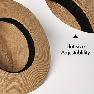 Chapeau Panama en paille à large bord SOLPOP pour homme et femme, pliable, Fedora, chapeau de soleil de plage UPF50+ - Product Image 4