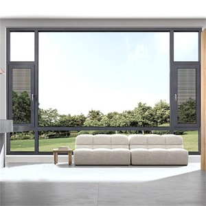 Fenêtre à battant en aluminium à rupture de pont thermique, anti-effraction, avec <span class=keywords><strong>moustiquaire</strong></span> intégrée, fenêtre coulissante, <span class=keywords><strong>baie</strong></span> <span class=keywords><strong>vitrée</strong></span>, fabrication chinoise - Product Image 2
