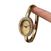 Antike Klassische Starboger Damen 18K IPG Gold Quarz 28mm Mode Oval Armbanduhr mit Zeiger-Zifferblatt Luxuriöses High-End-Design