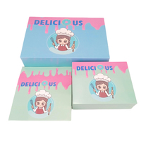 Boîtes en carton pliables personnalisées de luxe pour pâtisseries, pains, gâteaux, beignets bleus, vente en gros