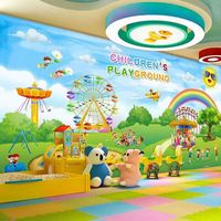 Kinder Cartoon Tier Wandkunst Wandbild Regenbogen Zoo Maßgefertigte Vlies-Tapete für Kinderzimmerdekoration