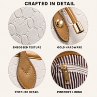 Sac fourre-tout en cuir PU gaufré avec finition beige et quincaillerie dorée, grande capacité, sac à bandoulière pour femme, fournisseur en gros