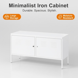 Meuble de classement métallique moderne au design minimaliste, réglable, étanche, résistant à l'humidité, facile à nettoyer, avec serrure à clé, idéal pour le salon - Product Image 2