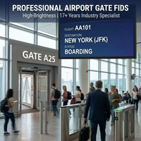 Pantalla LCD de alto brillo con interfaz abierta y resistente al agua IP65 para FIDS de puerta de embarque en aeropuertos, para la infraestructura de señalización y salas de espera.