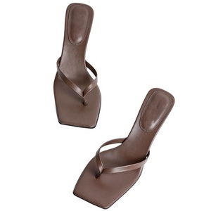 Sandalias de tacón alto con punta cuadrada para mujer, chanclas, 2021 - Product Image 2
