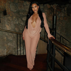 Modisches 2-teiliges Set Sexy Mesh Neckholder-Oberteil mit Bindung und Langen Ärmeln sowie Lange Hose Zweiteiliges Damen-Outfit - Product Image 4