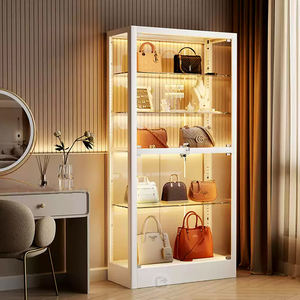 Vitrine En Verre Avec éclairage LED, 2 Tiroirs, Portes Doubles, étagères Réglables, 70 X 35 X