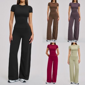 Conjunto Deportivo de Pantalones Acampanados y Camiseta sin Mangas para Correr al Aire Libre, Gimnasio y Yoga, Gran <span class=keywords><strong>Venta</strong></span> 2026 - Product Image 1