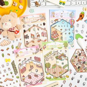 Personalizado DIY 3D paisaje pegatina Dream House estéreo decorativo dibujos animados pegatina para mano cuenta escena o álbum de recortes - Product Image 2