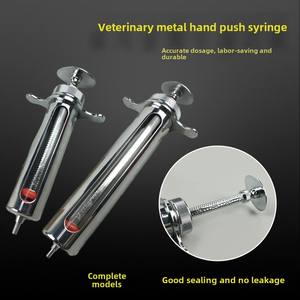 लकड़ी के आंतरिक बैरल और इंजेक्शन सुई के साथ औद्योगिक पशु सीधे धातु सिरिंज - Product Image 5