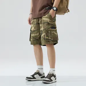 Short cargo camouflage pour homme Pantalon slim d'été baggy grande taille avec poches multiples pour les activités de plein air