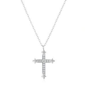 Amy Amy <b>Cross</b> Pendant Necklace Silver Plated Cubic Zirconia Women's Fashion Jewelry Everyday Wearing Gift - Product Image 3