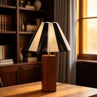 Lampe de table créative Art Déco, base en bois, abat-jour en tissu, pour hôtel, salon, chambre, décoration intérieure, nouveau style, lampe de bureau