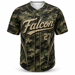 Maillots de baseball personnalisés sublimés camouflage, maillots de softball camouflage imprimés sur toute la surface - Product Image 1