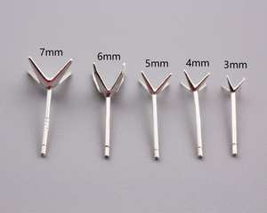 SJP102-003 ayar gümüş pençe düğme küpe ayarı 4 pençeleri sonrası düğme küpe boş taşlar 4 Prong küpe sonrası - Product Image 6