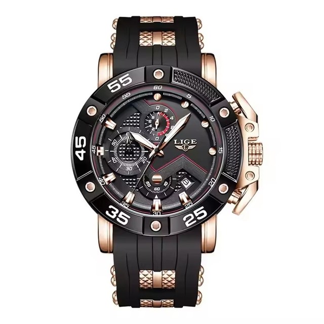 Custom Logo LIGE Brand 89195 Luxury Chronograph Date Clock Waterproof Sports Men Quartz Analog Silicone Wrist Watches Relogio