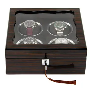 Boîte de montre en bois de marque à l'intérieur de la montre en cuir Pu boîte en bois de luxe Logo personnalisé