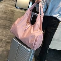 Tas Travel ransel Tote Yoga Oxford besar merah muda untuk wanita Logo kustom tas olahraga Gym dengan kompartemen sepatu