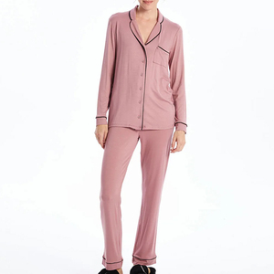 Ensemble de détente en modal SilkTouch, deux pièces longues avec pantalon à taille élastique pour femme, doux et soyeux pour des nuits confortables - Product Image 5