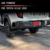 Garde-boue larges tout-terrain robustes en TPE noir mat pour Hilux Revo 2024-2026 4x4, modification extérieure, 4 pièces à fixer par boulons