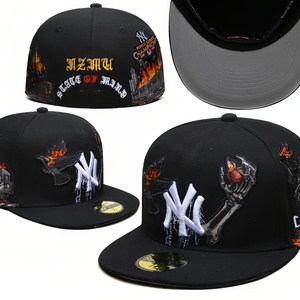 Gorra <span class=keywords><strong>de</strong></span> Béisbol <span class=keywords><strong>de</strong></span> Mezcla <span class=keywords><strong>de</strong></span> Algodón Americano <span class=keywords><strong>de</strong></span> Alta Calidad, 6 Paneles, Completamente Cerrada, No Ajustable, con Diseño <span class=keywords><strong>de</strong></span> Calavera Bordada, para las Cuatro Estaciones - Product Image 5