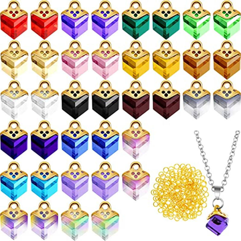 Cubic Crystal Charms Assorted Crystal Dangle Charms Pendants Handmade  Dangle Bead Charms for DIY Necklace Earring Accessories