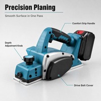 Ensemble d'outils de rabotage électrique sans fil professionnel, profondeur réglable, poignée avec éjection de poussière, pour le travail du bois, la menuiserie, la rénovation de la maison