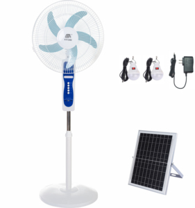 China Manufacturers Solar Rechargeable Fan with <b>Bulbs</b> USB Output 12000mAh <b>Battery</b> 6-12 Hours Runtime 16-Inch Solar Stand Fan - Product Image 1