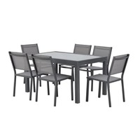Ensemble de table de jardin moderne en aluminium extensible le plus populaire en verre trempé pour salle à manger en plein air