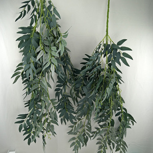 Décoration murale en feuilles de saule simulées Queyiyi Flowers, 30cm-100cm, blanc, vert, gris, pour intérieur et extérieur, décoration de mariage, décoration de la maison - Product Image 4