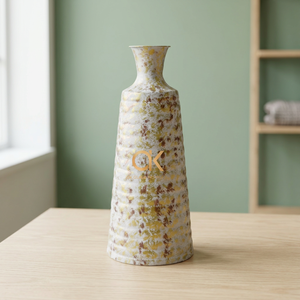 AK Brass Modern Decorative <b>White</b> Metal <b>Floor</b> Flower <b>Vase</b> For Indoor Decoration Living Room Drawing Room - Product Image 1