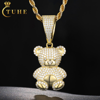 Günstigster Preis Besteht Diamantprüfer Moissanit Kleiner Bär Anhänger 925 Sterling Silber Iced Out Hip Hop Cartoon Anhänger