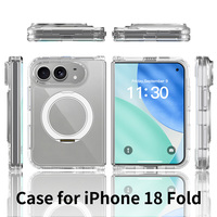 Étui magnétique transparent JOYPORODO C038 pour iPhone, support rotatif double, protection anti-chute 4 coins, coque de téléphone pliable antichoc