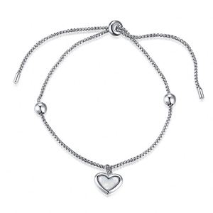 Dylam Expandable Natural <b>Shell</b> Stone Slide Box Chain Adjustable 925 Real Silver Ball Love Heart Charm <b>Bracelet</b> - Product Image 1