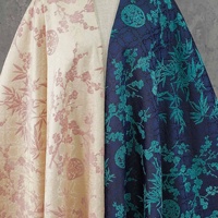 Tissu jacquard chenille tricoté métallique 100 % acrylique, motif dragon prune-bambou de style chinois traditionnel, fin et subtil