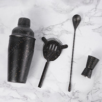 Shaker à cocktail en acier inoxydable à approvisionnement direct transfrontalier 550ml ensemble de mélange de barre avec outils de ciel étoilé noir mat
