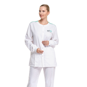 ZX Custom Women Scrubs Uniformes Conjuntos 2023 Nuevo estilo Chaqueta de calentamiento Pantalones rectos Traje para el salón de belleza del hospital - Product Image 2