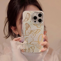 Papillon bleu Ins avec chaîne de suspension pour Apple 15 Pro Max pour iPhone 13 Laser 14 Ultra Fairy 16-TPU étuis de téléphone portable