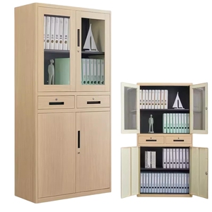 Muebles <span class=keywords><strong>de</strong></span> Oficina <span class=keywords><strong>de</strong></span> Acero, Gabinete con Impresión <span class=keywords><strong>de</strong></span> <span class=keywords><strong>Transferencia</strong></span> <span class=keywords><strong>de</strong></span> Madera, Archivador Metálico con Puerta <span class=keywords><strong>de</strong></span> Vidrio y Estantes - Product Image 4