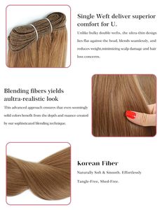 Extensiones de Cabello Remy de 30 Pulgadas, Cosidas a Mano, 200g, Gruesas, Rubias, Largas y Lisas, Teñidas - Product Image 4