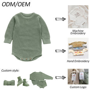 Vente en gros de pulls tricots pour bébés vêtements d'hiver pour enfants tricotés au crochet faits à la main barboteuses tricotés unis pour garçons et filles pulls pour bébés - Product Image 6