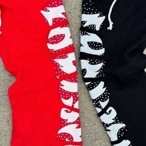 Custom Men's Casual Straight <b>Leg</b> Flared Breathable Sweatpants Distressed Baggy Rhinestone Hoodies 100% Cotton Screen Printed - Product Image 3