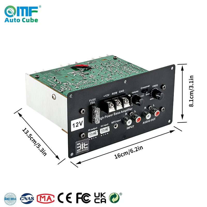 QMF-PA-50A disesuaikan 12v 24v 220V Digital Stereo Amplifier papan Subwoofer Amplifier papan