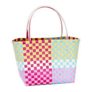 Bolso tote de mano tejido a mano estilo bohemio, de PP, con diseño a cuadros de colores, para playa, vacaciones, para mujer - Product Image 5