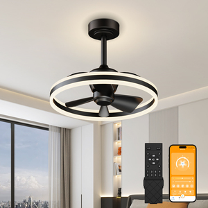 Smart LED <b>Ceiling</b> Fan <b>Light</b> With Downrod Modern <b>Ceiling</b> Fan APP & <b>Remote</b> <b>Control</b> 6 Speed Wind Reversible Motor Home Lighting - Product Image 1